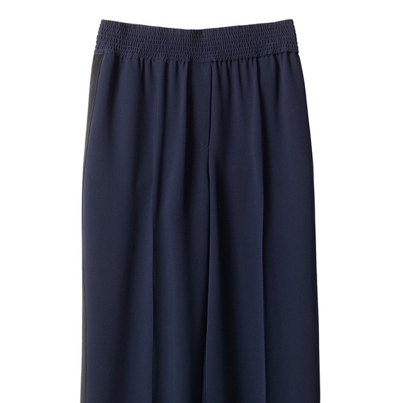 H&M Studio Trouser blue with Black Stripe and elastic waist Size 6 - Picture 2 of 8